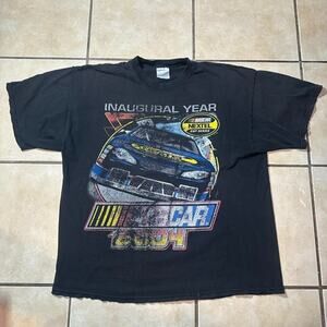 Vintage Y2K Nascar Inaugural Year Black Graphic T-Shirt Mens XXL M&O Knits READ!